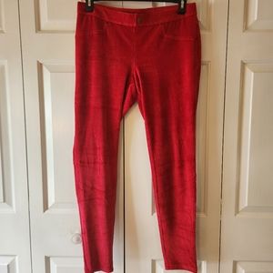 HUE "Corduroy" Leggings. Red. Large.